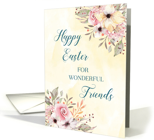 Spring Watercolor Flowers Friends Happy Easter card (1899762)