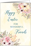 Spring Watercolor Flowers Friends Happy Easter card