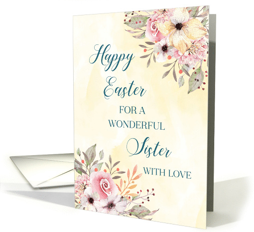 Spring Watercolor Flowers Sister Happy Easter card (1899842)