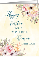 Spring Watercolor Flowers Cousin Happy Easter card