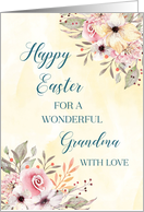Spring Watercolor Flowers Grandma Happy Easter card