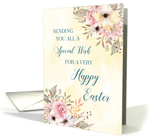 Spring Watercolor Flowers Happy Easter for Group card (1900314)