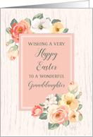 Rustic Peach Watercolor Flowers Granddaughter Happy Easter card