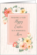 Rustic Peach Watercolor Flowers Mom Happy Easter card