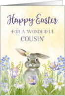 Bunny in Flowers Cousin Happy Easter card