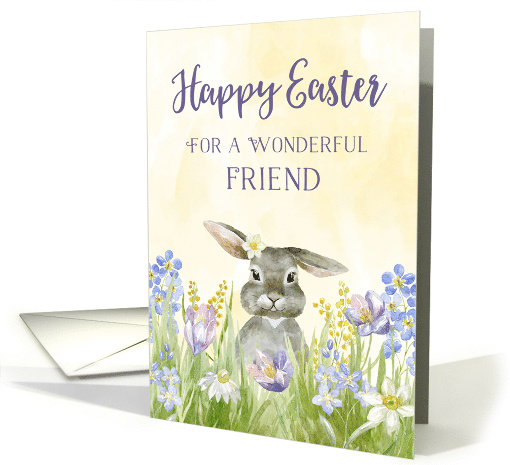 Bunny in Flowers Friend Happy Easter card (1902462)