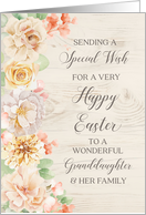 Pastel Watercolor Flowers Granddaughter and her Family Happy Easter card