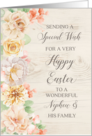 Pastel Watercolor Flowers Nephew and his Family Happy Easter card
