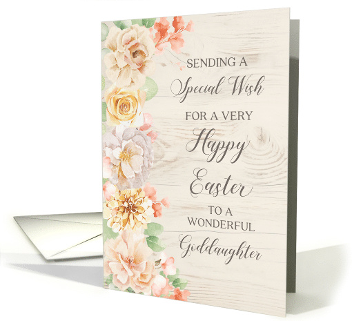 Pastel Watercolor Flowers Goddaughter Happy Easter card (1903574)