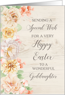 Pastel Watercolor Flowers Goddaughter Happy Easter card