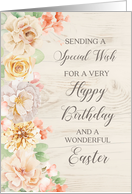Pastel Watercolor Flowers Happy Easter Birthday card
