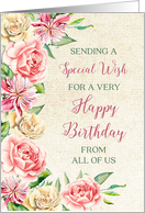 Country Flowers Happy Birthday from All of Us card