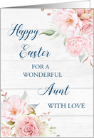 Pink Floral Rustic Wood Aunt Happy Easter card