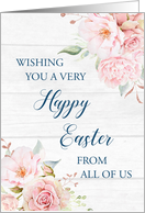 Pink Floral Rustic Wood Happy Easter from Group card