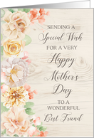 Pastel Watercolor Flowers Best Friend Happy Mother’s Day card