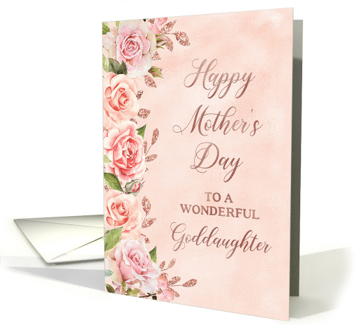 Pink Roses Faux Rose Gold Goddaughter Happy Mother's Day card