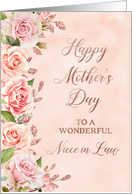 Pink Roses Faux Rose Gold Niece in Law Happy Mother’s Day card