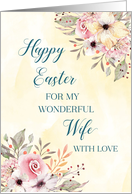 Spring Watercolor Flowers Wife Happy Easter card