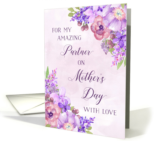 Purple Flowers Partner Happy Mother's Day card (1911802)