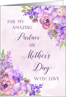 Purple Flowers Partner Happy Mother’s Day card
