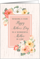 Rustic Peach Flowers Mother in Law Happy Mother’s Day card