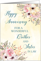 Spring Watercolor Floral Brother and Sister in Law Happy Anniversary card