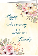 Spring Watercolor Floral Friends Happy Anniversary card