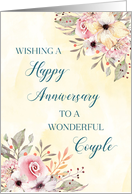 Spring Watercolor Floral Happy Anniversary for Couple card
