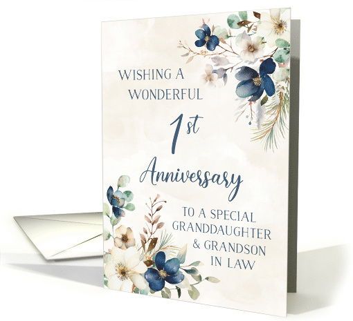 Elegant Blue Floral Granddaughter and Grandson in Law 1st... (1916062)