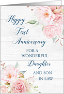 Blush Pink Flowers Daughter and Son in Law 1st Anniversary Card