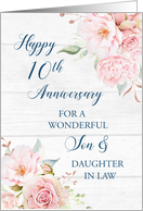 Blush Pink Flowers Son and Daughter in Law 10th Anniversary Card