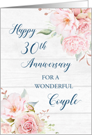 Blush Pink Flowers 30th Anniversary for Couple Card