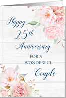 Blush Pink Flowers 25th Anniversary for Couple Card