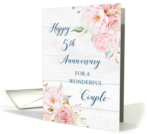 Blush Pink Flowers 5th Anniversary for Couple card (1918986)