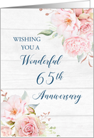 Blush Pink Flowers Happy 65th Wedding Anniversary card
