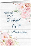 Blush Pink Flowers Happy 60th Wedding Anniversary card