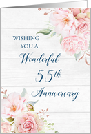 Blush Pink Flowers Happy 55th Wedding Anniversary card
