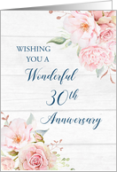 Blush Pink Flowers Happy 30th Wedding Anniversary card