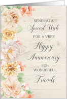 Rustic Pastel Flowers Happy Anniversary for Friends card