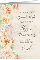 Rustic Pastel Flowers Happy Anniversary for Couple card