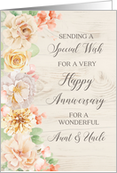Rustic Pastel Flowers Happy Anniversary for Aunt and Uncle card