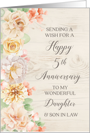 Rustic Pastel Flowers Daughter and Son in Law Happy 5th Anniversary card