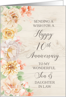 Rustic Pastel Flowers Son and Daughter in Law Happy 10th Anniversary card