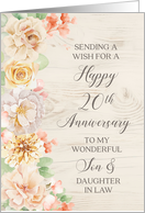 Rustic Pastel Flowers Son and Daughter in Law Happy 20th Anniversary card