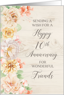 Rustic Pastel Flowers Happy 10th Anniversary for Friends card