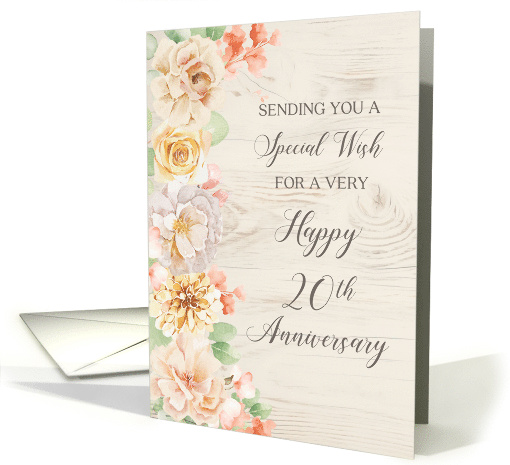 Rustic Pastel Flowers Happy 20th Anniversary card (1925088)