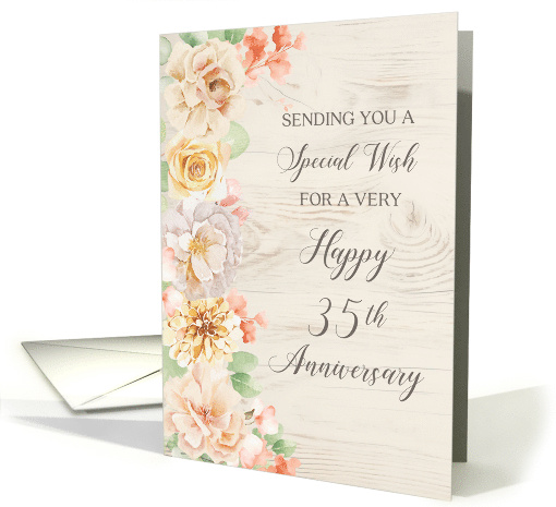Rustic Pastel Flowers Happy 35th Anniversary card (1925104)