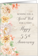 Rustic Pastel Flowers Happy 55th Anniversary card