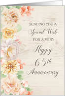 Rustic Pastel Flowers Happy 65th Anniversary card