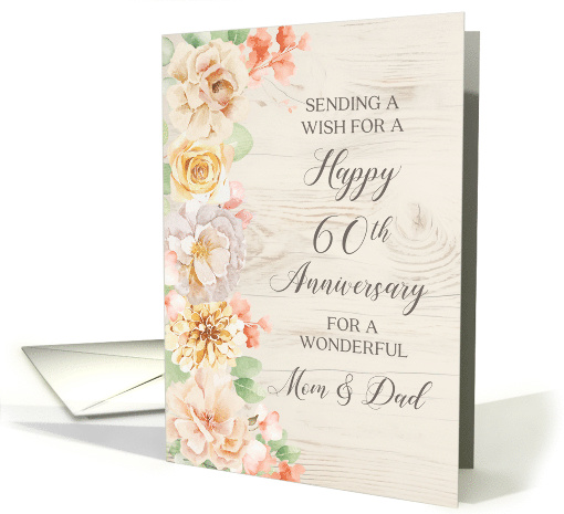 Rustic Pastel Flowers Parents Happy 60th Anniversary card (1925280)